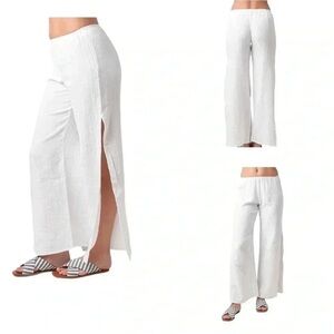 Stark X Women’s Large Cotton Gauze White Pants Side Slit Lightweight Coastal